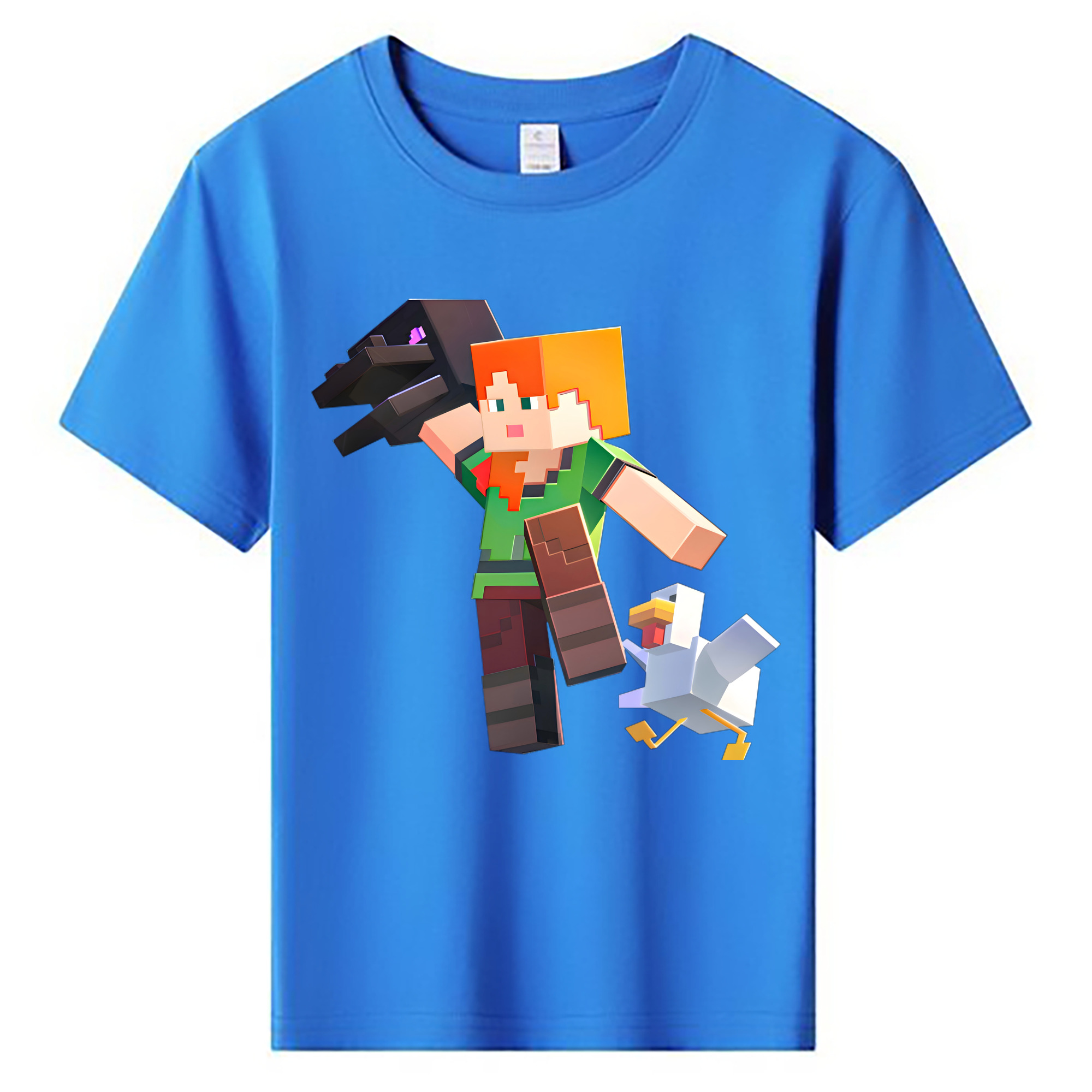 （画像用） マインクラフト ブロックの世界 Minecraft MC Block world 綿100％キッズTシャツ（フロントプリント）
